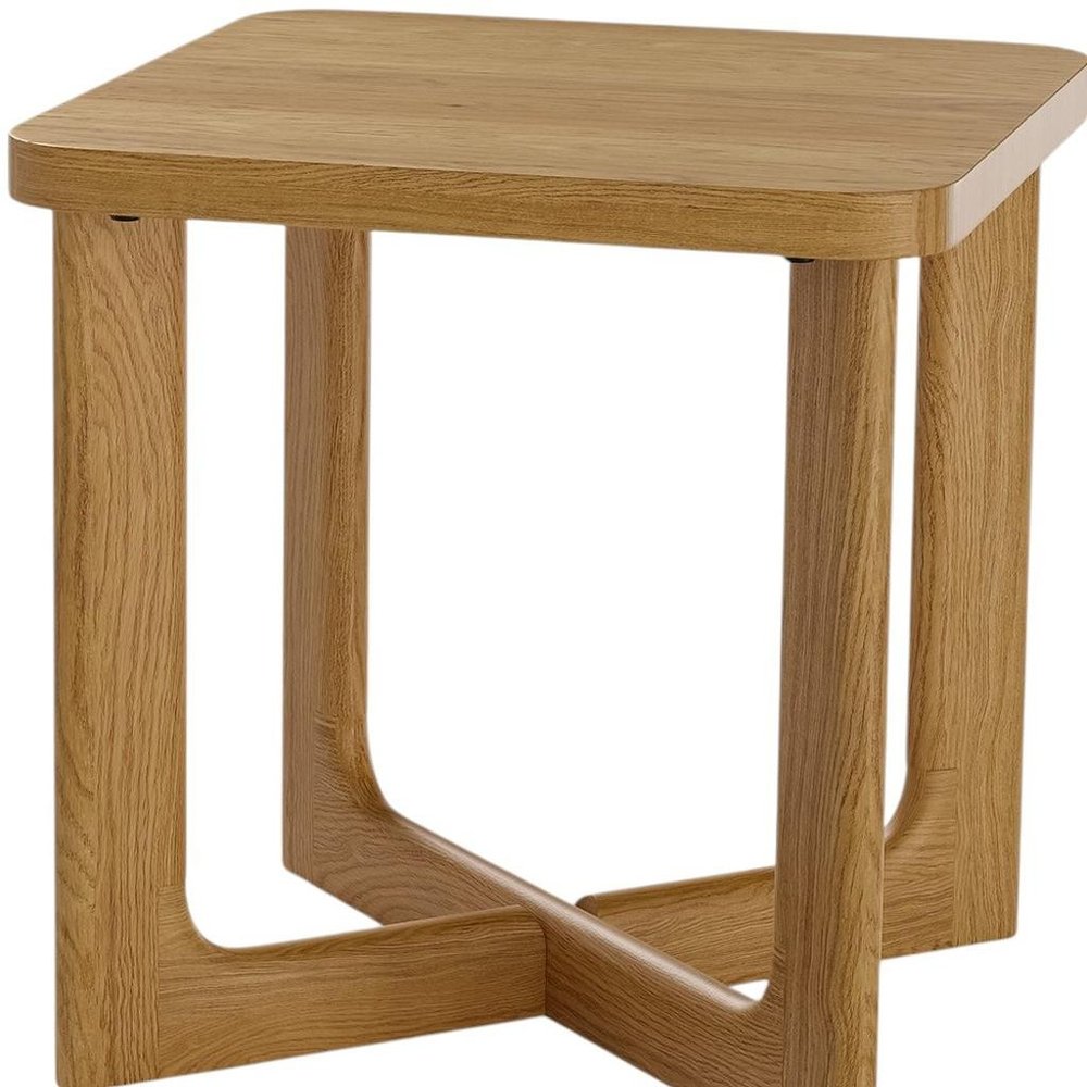 24" Natural Wood Square Cross Legs End Table HomeRoots