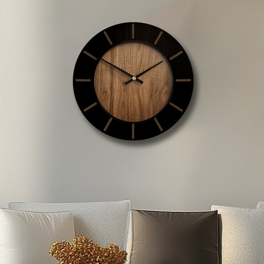 18" Brown Silent Analog Round Wall Clock HomeRoots