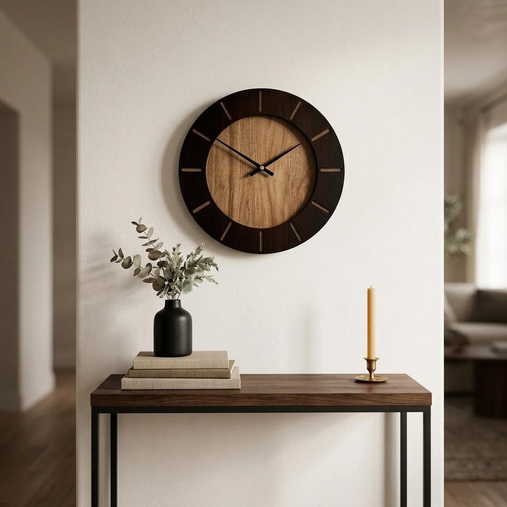 18" Brown Silent Analog Round Wall Clock HomeRoots
