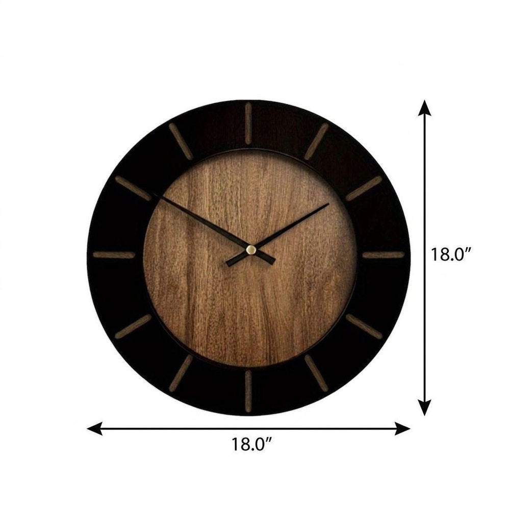 18" Brown Silent Analog Round Wall Clock HomeRoots