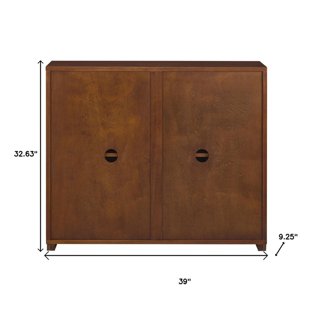 39" Walnut Wood Sideboard With Two Doors — view 4
