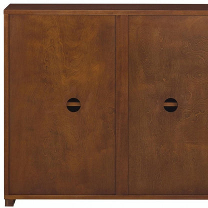 39" Walnut Wood Sideboard With Two Doors HomeRoots