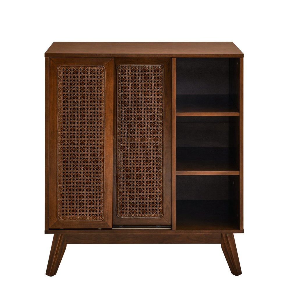 32" Dark Brown Wood Sideboard With Two Sliding Doors — view 1