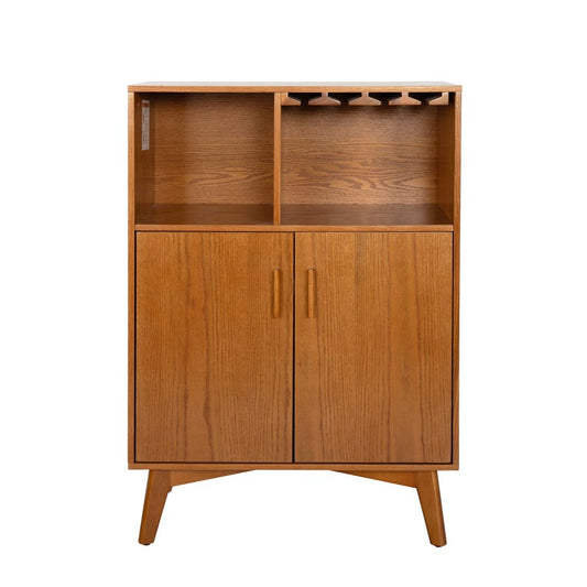 32" Brown Wood Bar Cabinet