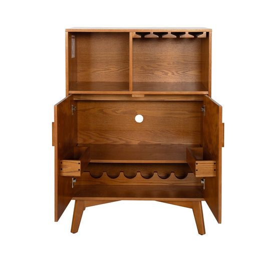 32" Brown Wood Bar Cabinet