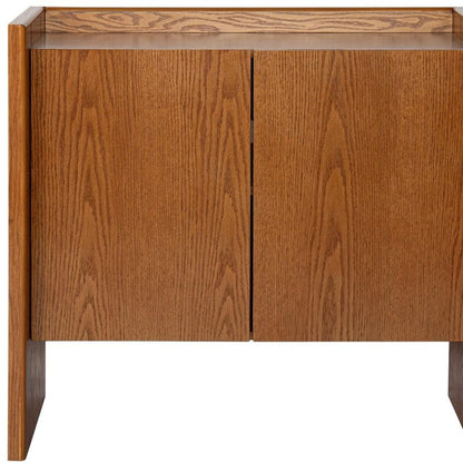 34" Walnut Wood Sideboard With Two Doors HomeRoots