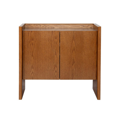 34" Walnut Wood Sideboard With Two Doors HomeRoots