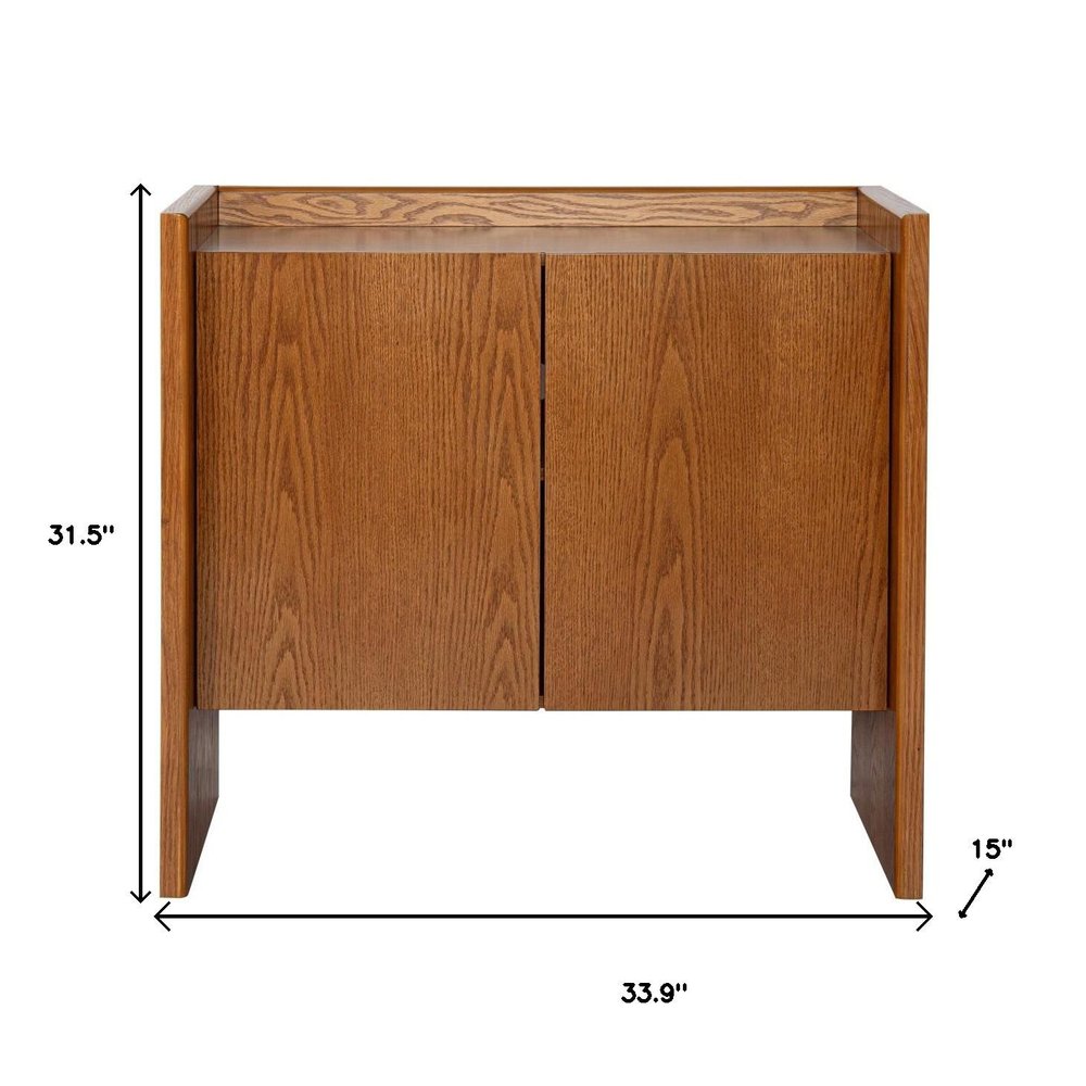 34" Walnut Wood Sideboard With Two Doors HomeRoots