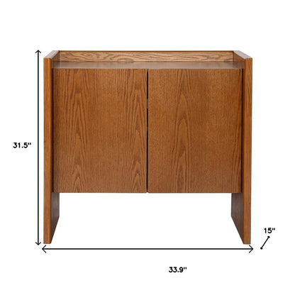 34" Walnut Wood Sideboard With Two Doors HomeRoots