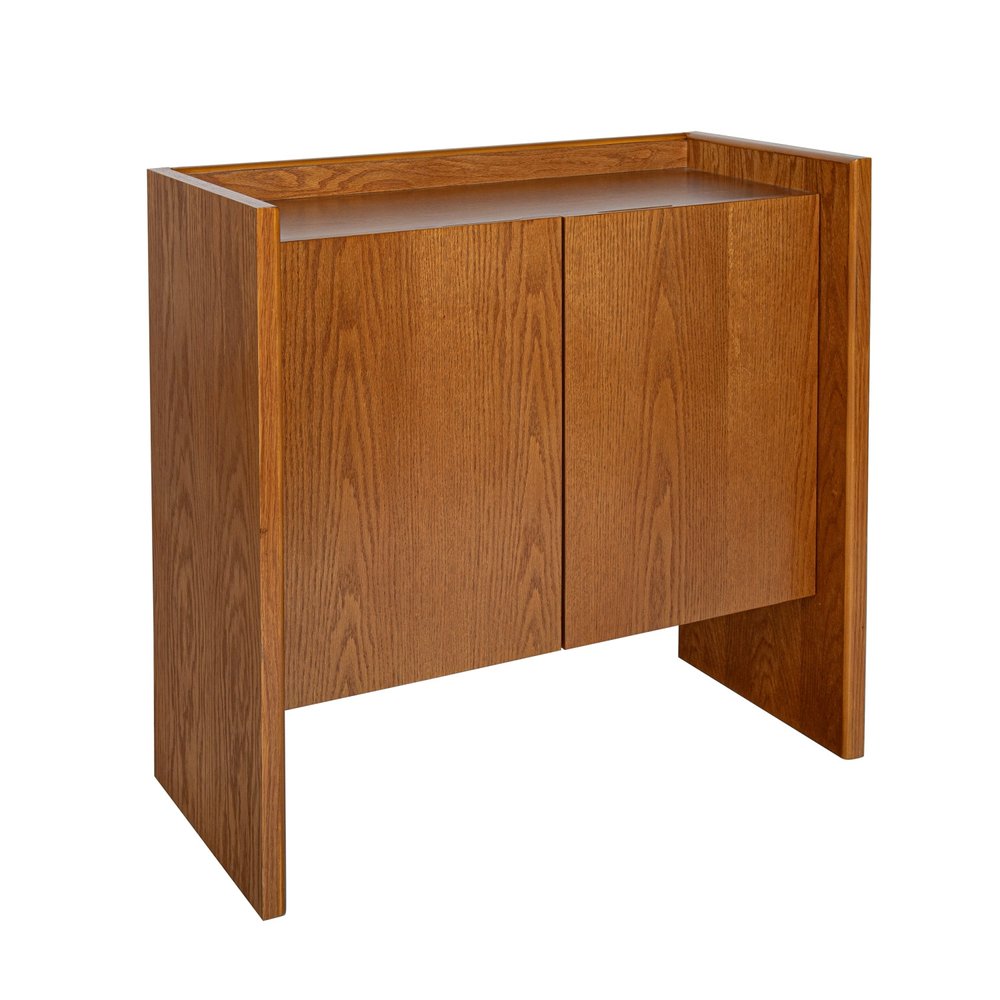 34" Walnut Wood Sideboard With Two Doors HomeRoots