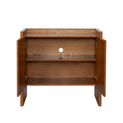 34" Walnut Wood Sideboard With Two Doors HomeRoots