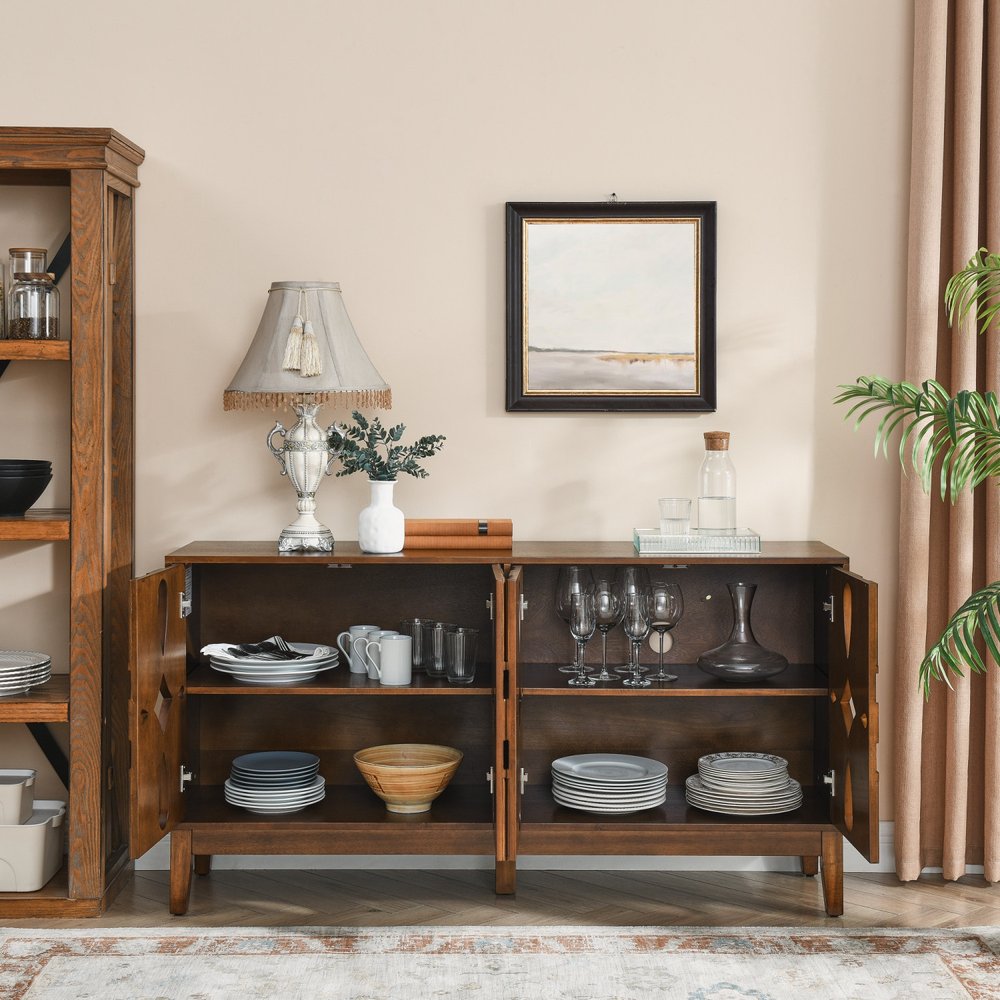 61" Brown Wood Accent Cabinet HomeRoots