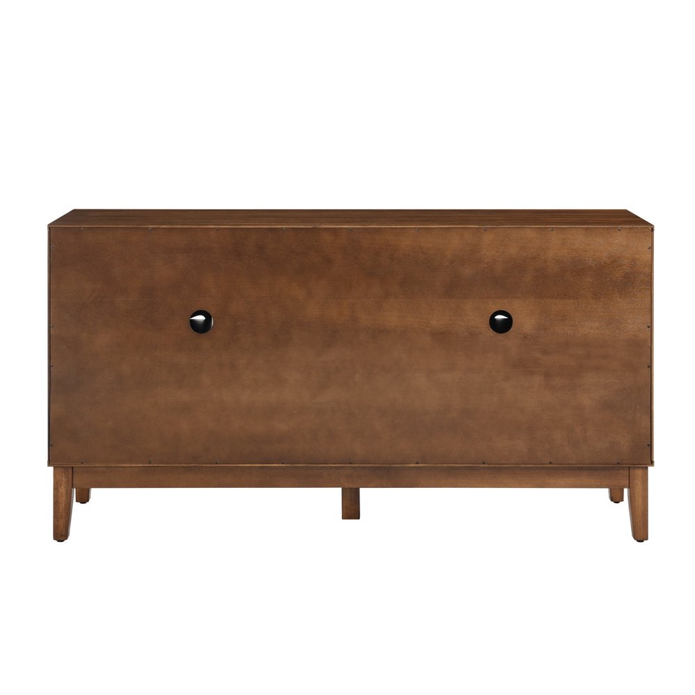 61" Brown Wood Carved Geometric Sideboard With Four Doors HomeRoots