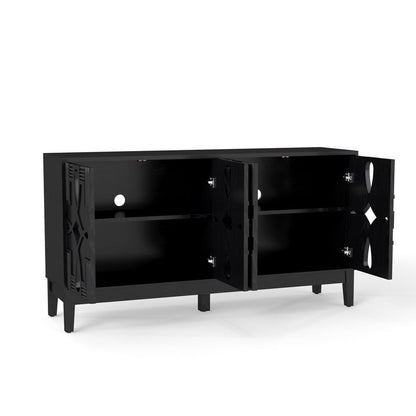 61" Black Wood Sideboard With Four Doors