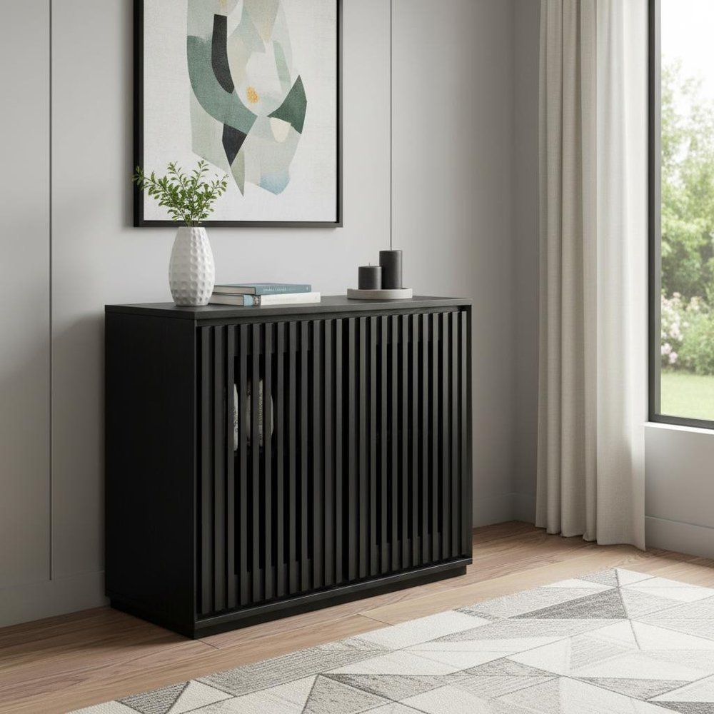 39" Black Wood Accent Cabinet HomeRoots