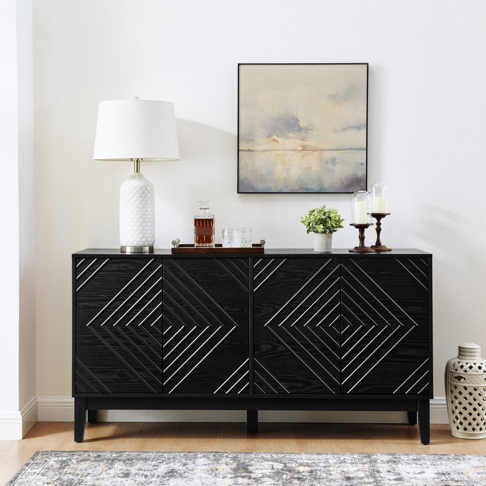 61" Black Wood Accent Cabinet HomeRoots