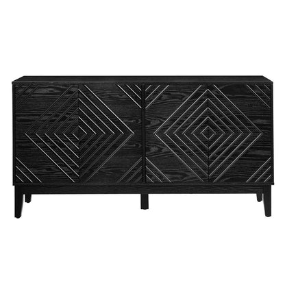61" Black Wood Accent Cabinet HomeRoots