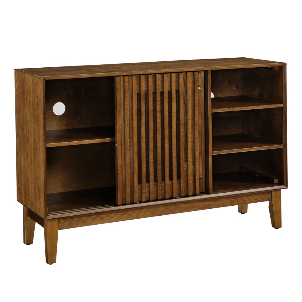 47" Brown Wood Ribbed Texture Sideboard With Two Sliding Doors — view 2