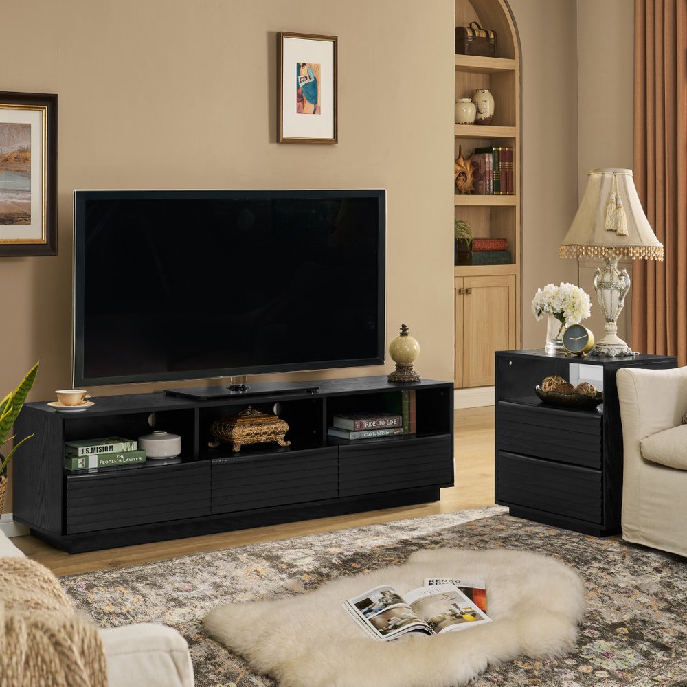 63" Black Wood Accent Cabinet HomeRoots