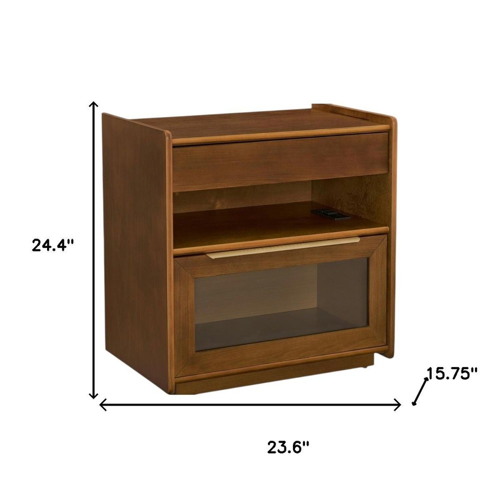 24" Brown Wood Accent Cabinet HomeRoots