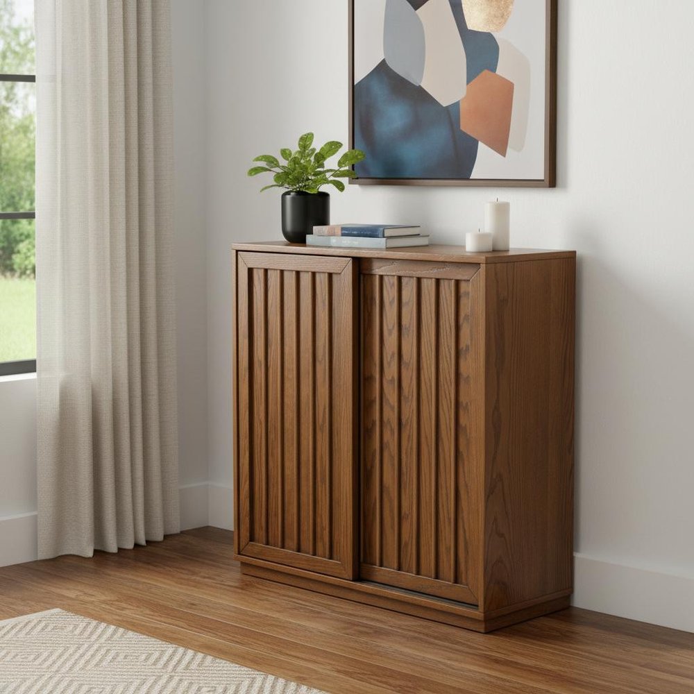 32" Brown Wood Accent Cabinet HomeRoots