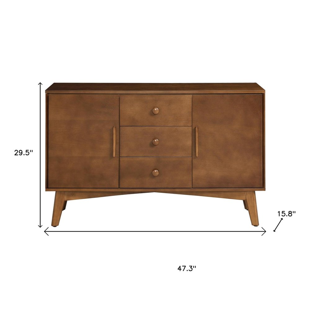 47" Brown Wood Three Drawer Sideboard With Two Doors HomeRoots