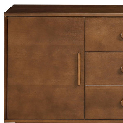 47" Brown Wood Three Drawer Sideboard With Two Doors HomeRoots