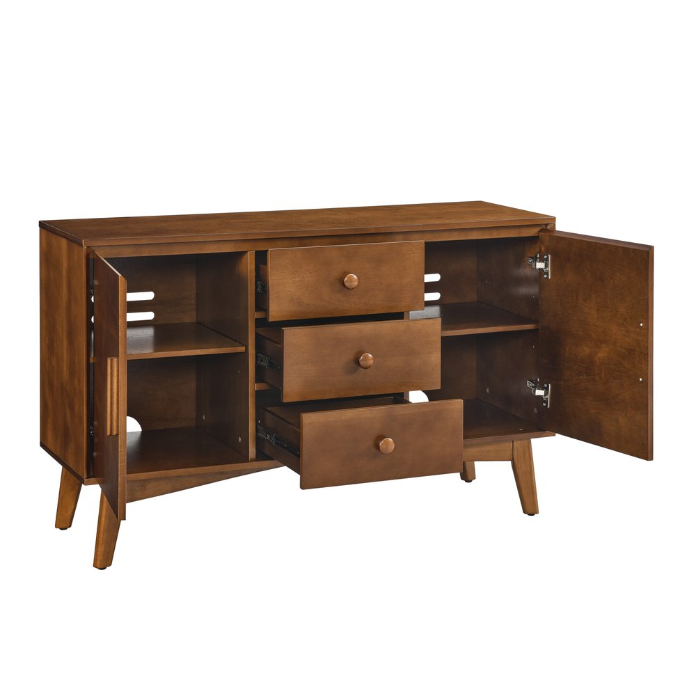 47" Brown Wood Three Drawer Sideboard With Two Doors HomeRoots