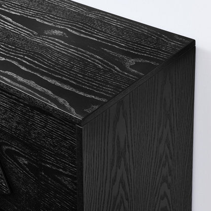 60" Black Wood Sideboard With Four Doors HomeRoots
