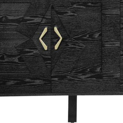 60" Black Wood Sideboard With Four Doors HomeRoots