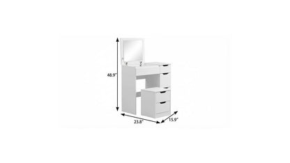 24" White Wood Mirrored Three Drawer Vanity Table HomeRoots