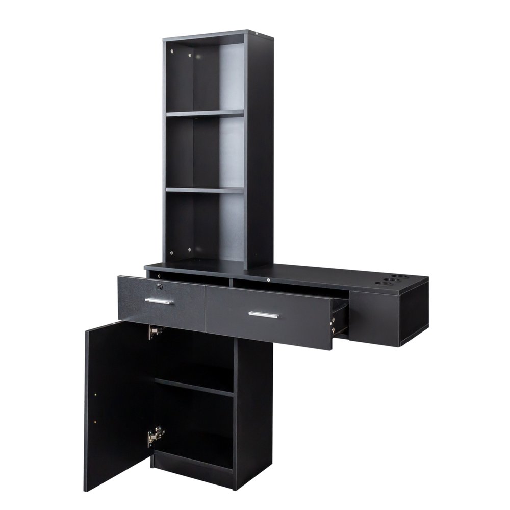 40" Black Wood Mirrored Two Drawer Vanity Table HomeRoots