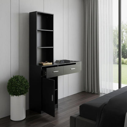 40" Black Wood Mirrored Two Drawer Vanity Table HomeRoots