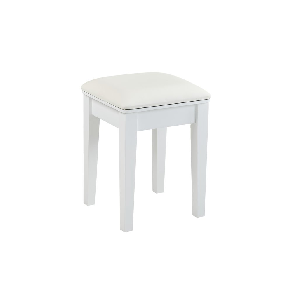 36" White Wood Mirrored Five Drawer Vanity Table — view 4