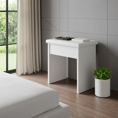 24" White Wood Mirrored Vanity Table And Lights HomeRoots