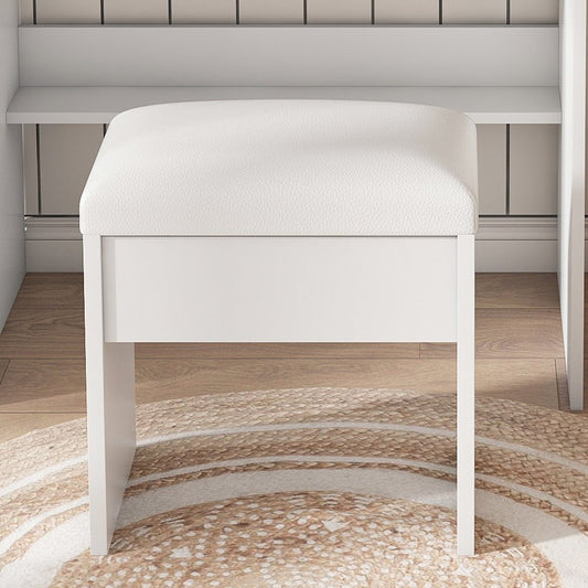 24" White Wood Mirrored Three Drawer Vanity Table And Lights