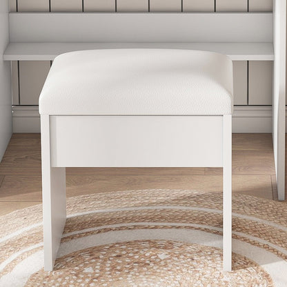 24" White Wood Mirrored Three Drawer Vanity Table And Lights HomeRoots