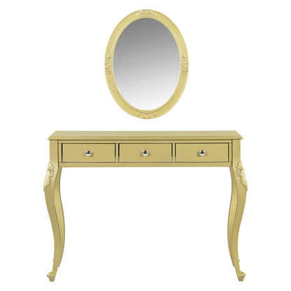 39" Brown Wood Mirrored Three Drawer Vanity Table HomeRoots
