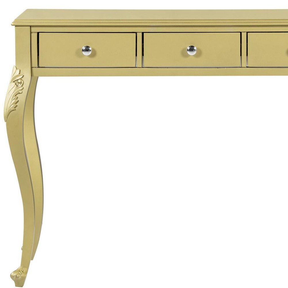 39" Brown Wood Mirrored Three Drawer Vanity Table HomeRoots