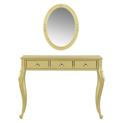 39" Brown Wood Mirrored Three Drawer Vanity Table HomeRoots
