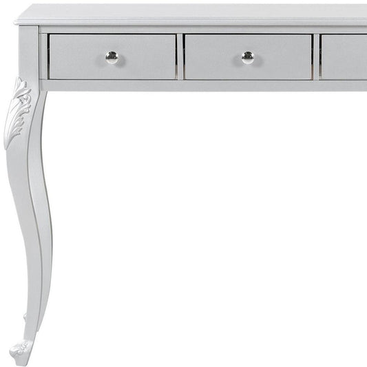 39" Silver Wood Mirrored Three Drawer Vanity Table