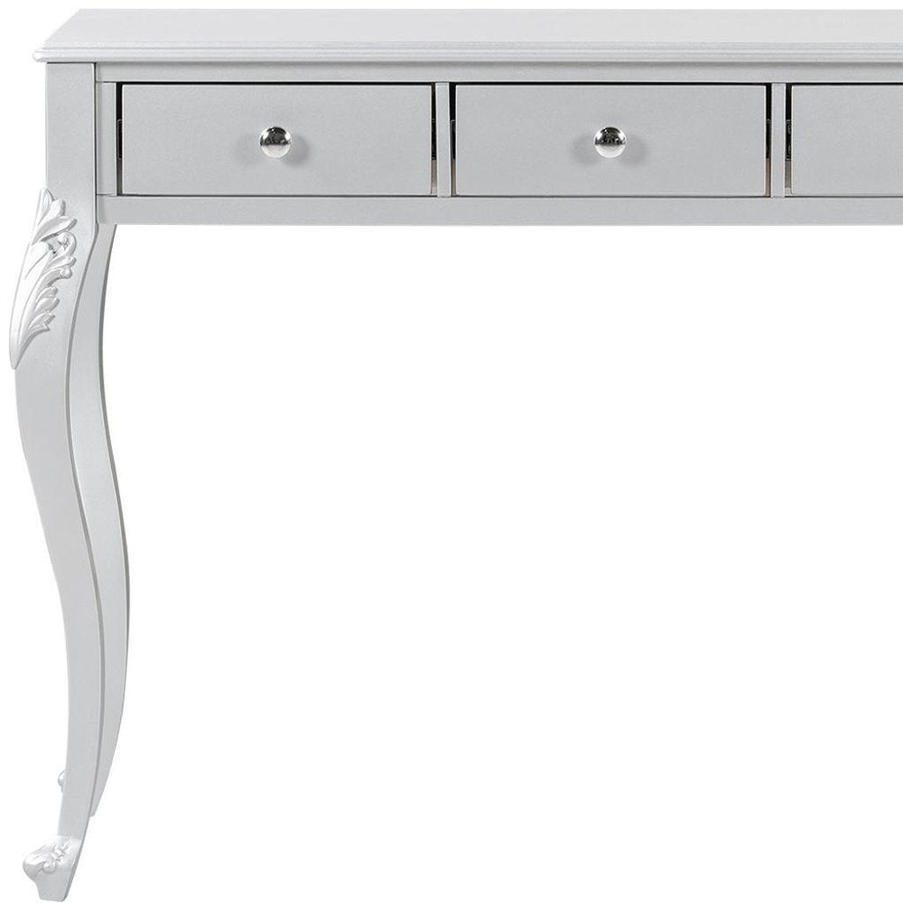 39" Silver Wood Mirrored Three Drawer Vanity Table HomeRoots