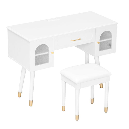40" White Wood Vanity Table