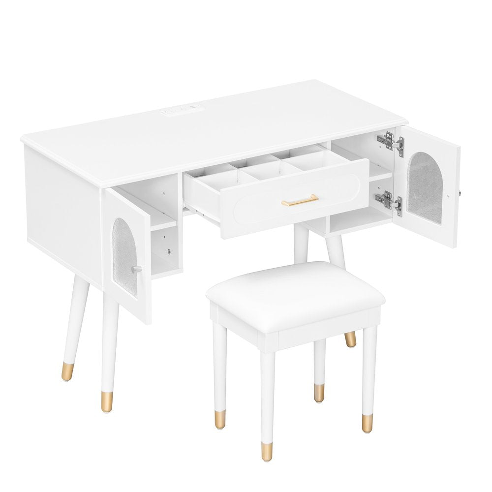 40" White Wood Vanity Table HomeRoots