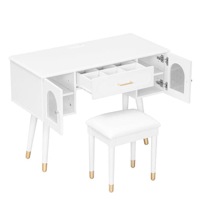 40" White Wood Vanity Table HomeRoots