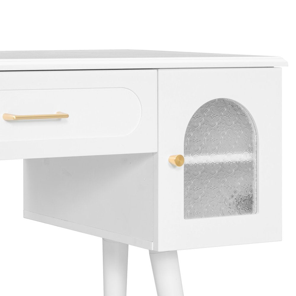 40" White Wood Vanity Table — view 3