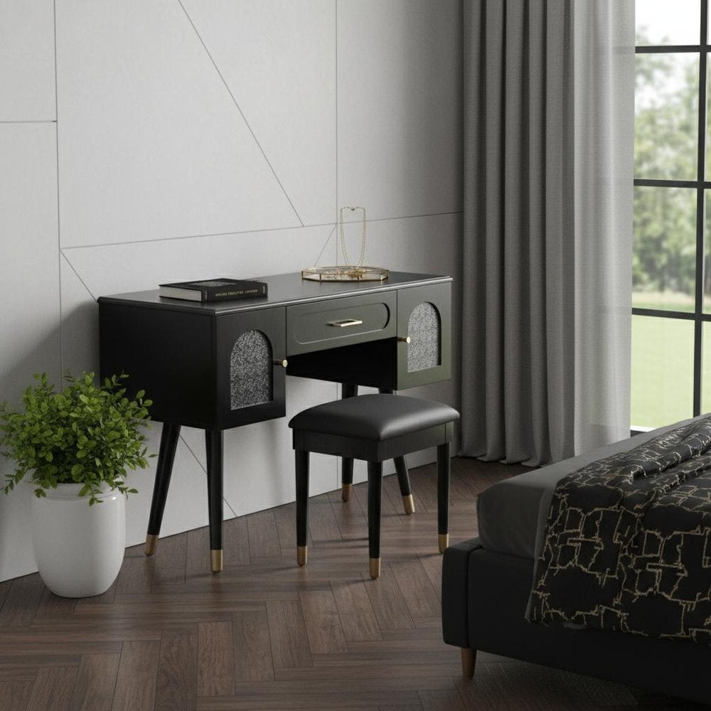 40" Black Wood Vanity Table — view 1