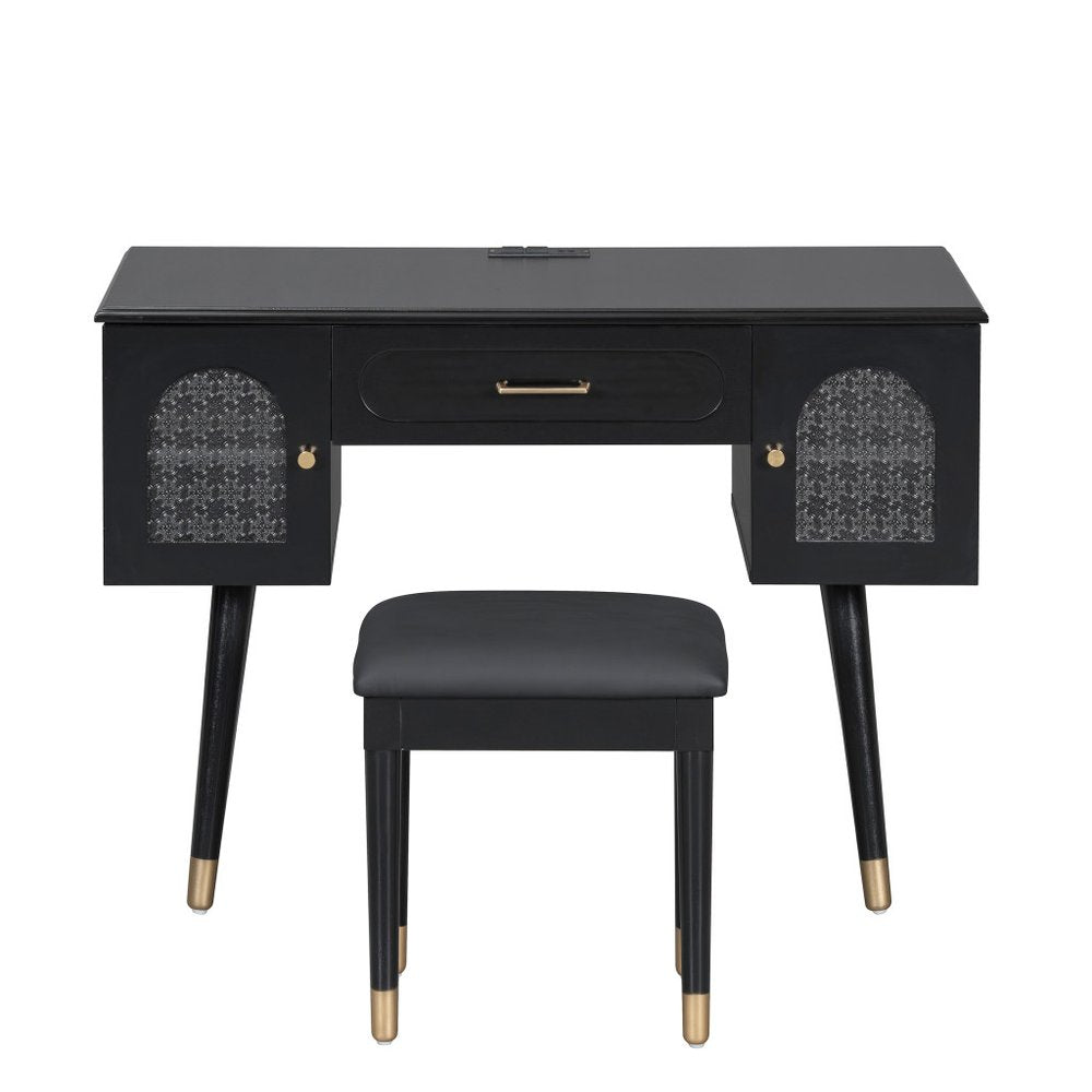 40" Black Wood Vanity Table — view 4