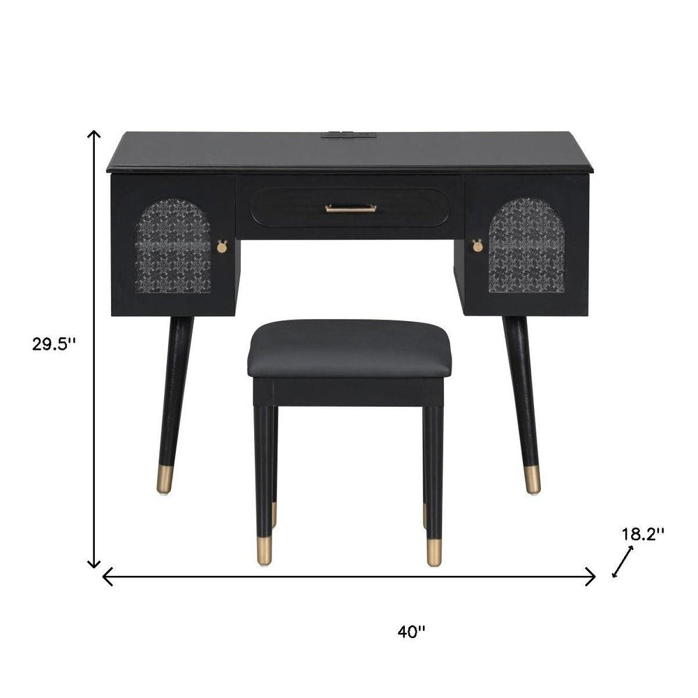 40" Black Wood Vanity Table — view 8
