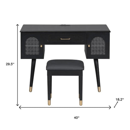 40" Black Wood Vanity Table HomeRoots